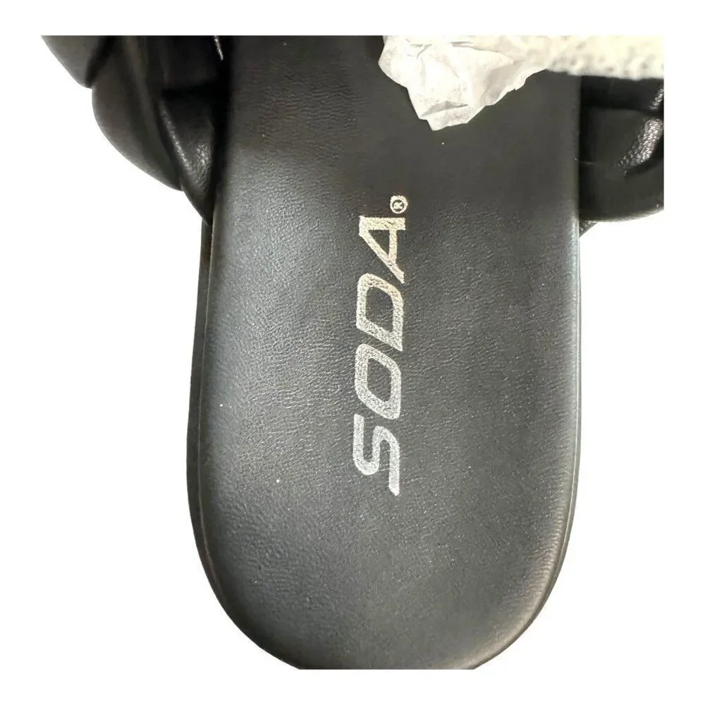 Soda Women's PopUp Black PU Braided Sandals Size 6 Slip On Flip Flop Shoes NEW - Picture 5 of 11